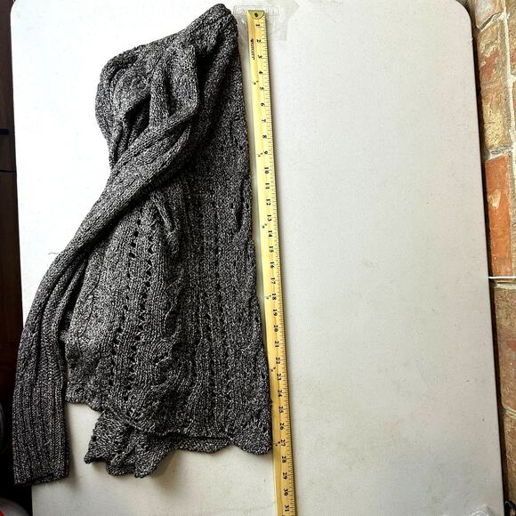 DKNY Jeans Brown/White Mix Heavy Knit Open-front Cardigan Size Small - Picture 7 of 8